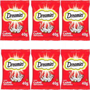 Petisco Dreamies Sabor Carne Para Gatos 40 G - Kit Com 6 Uni